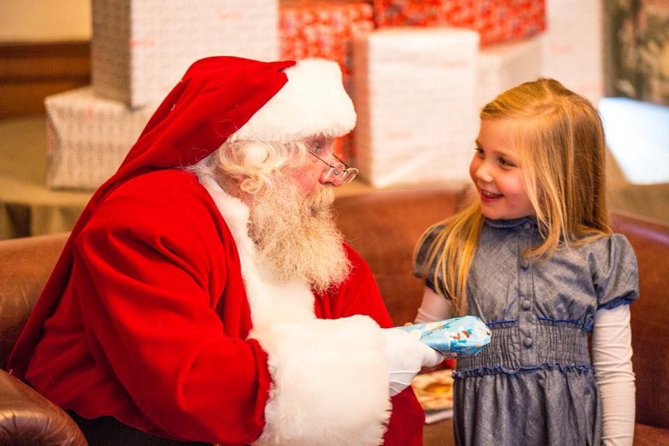 Santa giving a present